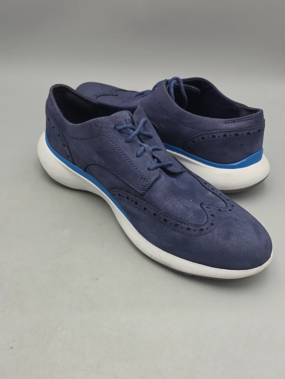 Cole Haan Grand Troy Wingtip Oxford Marine Blue White C33766 Mens Size 8 M